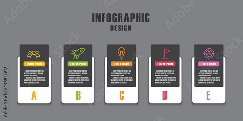 Vector infographic design template. Timeline concept with 5 step. Workflow layout. Process disgrame.