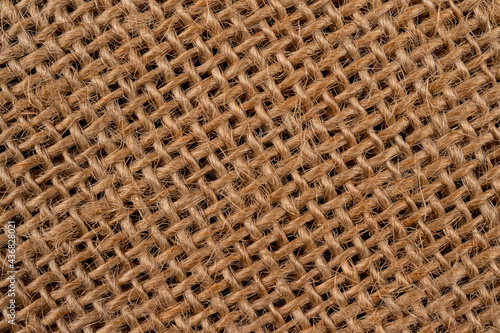 Sackcloth brown textured background, burlap fiber background