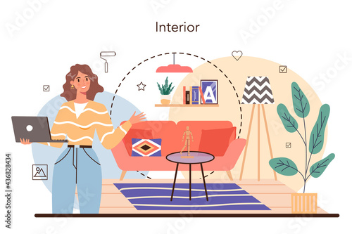 Professional interior designer concept. Decorator planning the design