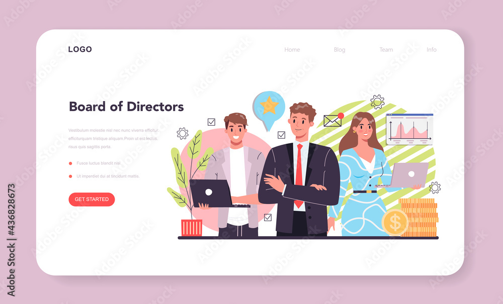 Directors board web banner or landing page. Business planning