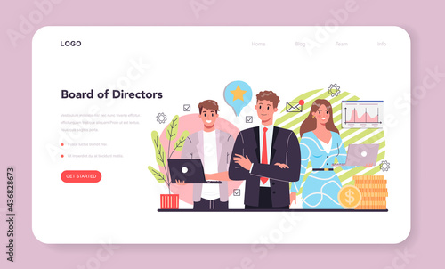 Directors board web banner or landing page. Business planning