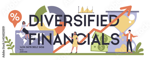 Diversified financial typographic header. Company providing financial