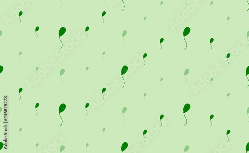 Seamless pattern of large and small green balloon symbols. The elements are arranged in a wavy. Vector illustration on light green background