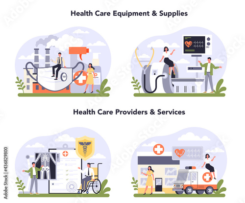 Innovative healthcare industry sector of the economy set