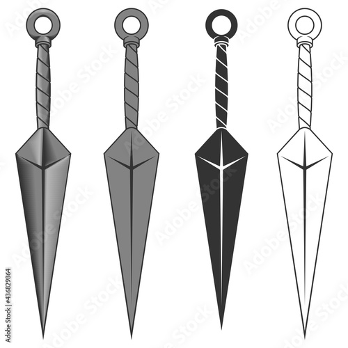 Vector design of kunai ninja weapon, Used by ninjas in ancient feudal japan