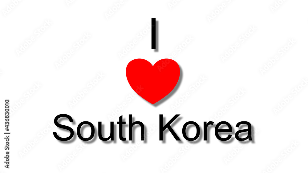i love south korea red heart