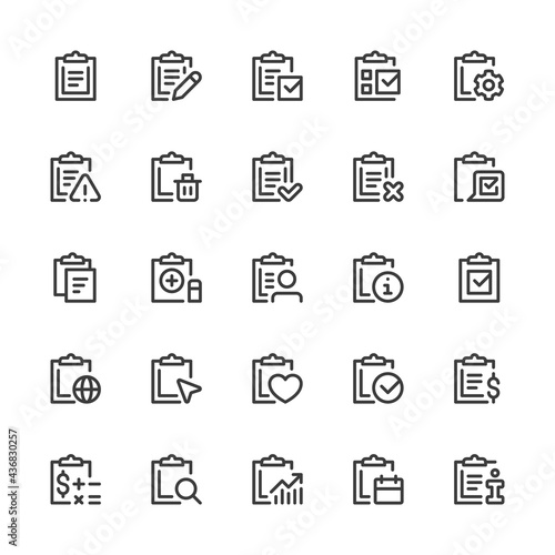 Clipboard, Checklist, Petition, Project Management. Simple Interface Icons for Web and Mobile Apps. Editable Stroke. 32x32 Pixel Perfect.