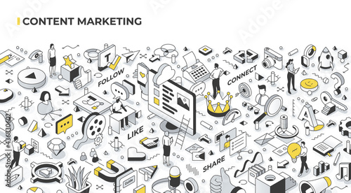 Content Marketing Isometric Illustration