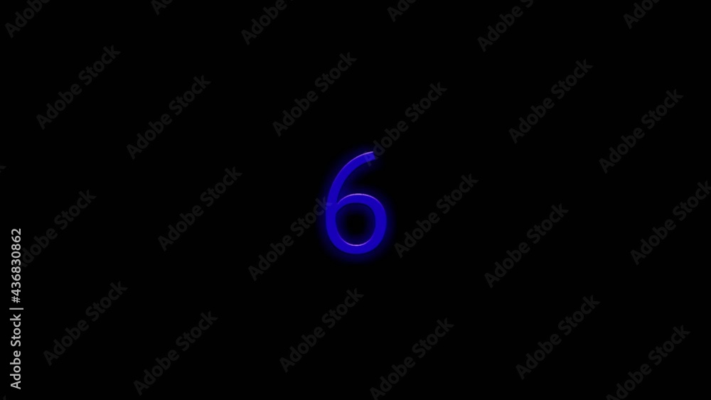 Neon countdown number ten to zero animation on black background. 4k timer concept Neon countdown number ten to zero animation on black background. 4k timer concept