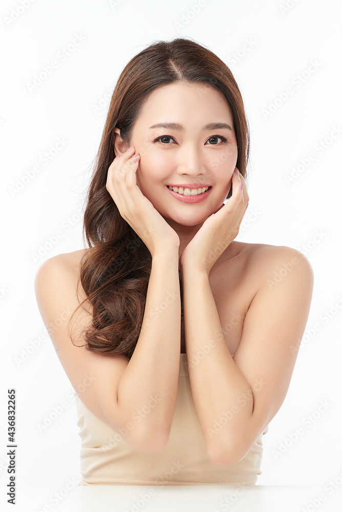 Beautiful young asian woman with clean fresh skin on white background, Face care, Facial treatment, Cosmetology, beauty and spa, Asian women portrait Beautiful young asian woman with clean fresh skin on white background, Face care, Facial treatment, Cosmetology, beauty and spa, Asian women portrait