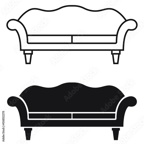Furniture black icons Vector set. armchair illustration symbol collection. sofa symbol or logo.