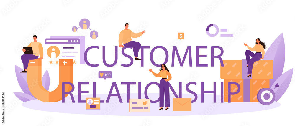 Customer relationship typographic header. Commercial program for client