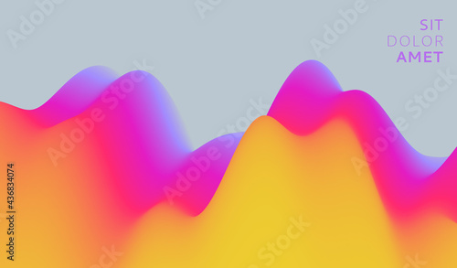 Landscape with mountains and sky. Abstract futuristic background. 3d vector illustration.