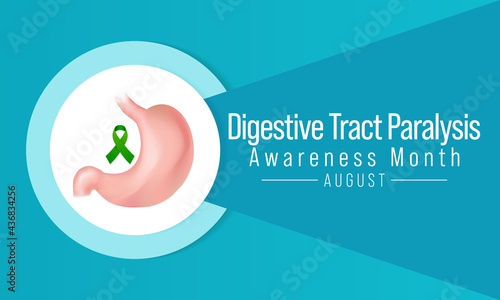 Digestive tract paralysis awareness month is observed every year in August. refers to an inconsistent movement of certain parts which turn poses challenges to the smooth operation of the gut. vector