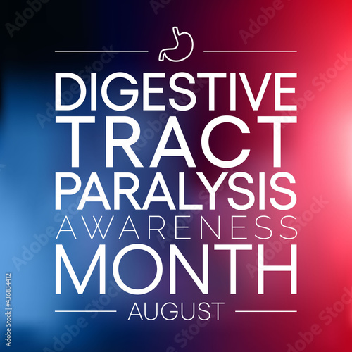 Digestive tract paralysis awareness month is observed every year in August. refers to an inconsistent movement of certain parts which turn poses challenges to the smooth operation of the gut. vector