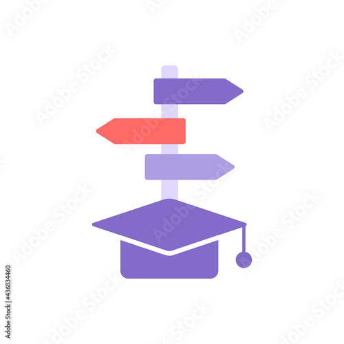 Education options vector flat color icon. College studying opportunities. Choose professional path. Skill development, learning course. Cartoon style clip art for mobile app. Isolated RGB illustration