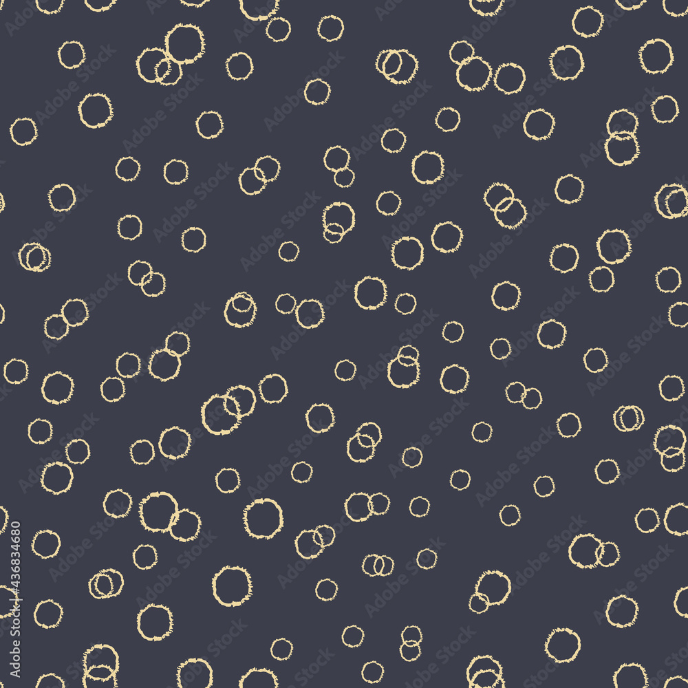 Vector yellow circles navy blue seamless pattern