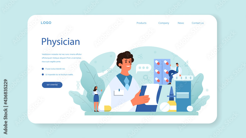 Physician or general healthcare doctor web banner or landing page Physician or general healthcare doctor web banner or landing page
