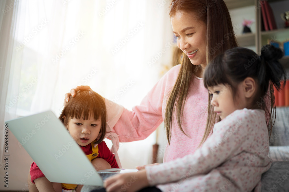 Loving mother resting relaxing with little preschool daughter together spend free time Loving mother resting relaxing with little preschool daughter together spend free time