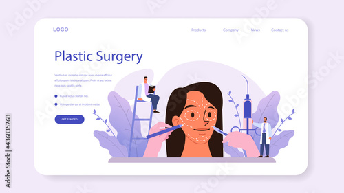 Plastic surgeon web banner or landing page. Idea of body and face correction