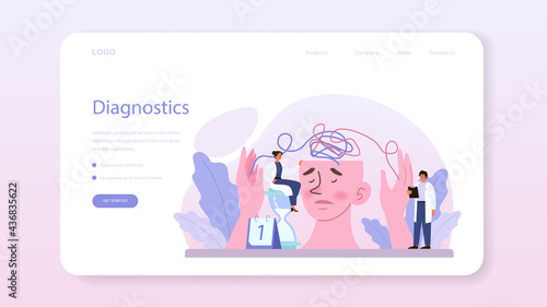 Psychiatrist web banner or landing page. Mental health diagnostic.