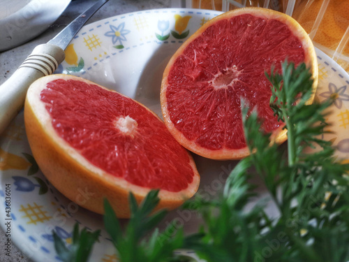 grapefruit on a plate