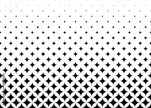 Seamless halftone vector background.Filled with black rhombuses .Short fade out. 20 figures in height.
