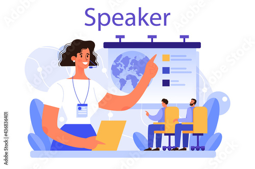 Professional speaker concept. Rhetoric or elocution specialist