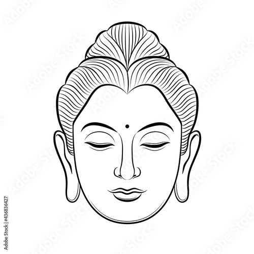 Buddha head vector illustration line art isolated