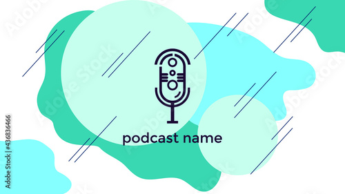 ABSTRACT TEMPLATE PODCAST MICROPHONE FLAT COLOR LIQUID DESIGN BACKGROUND VECTOR. GOOD FOR COVER DESIGN, BANNER, WEB,SOCIAL MEDIA