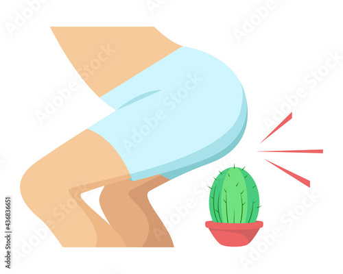 Hemorrhoids, medical concept, the problem of going to the toilet.