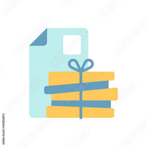 Waste paper vector flat color icon. Paper recycling. Paperboard, cardboard products. Turning waste into new products. Napkins, towels. Cartoon style clip art for mobile app. Isolated RGB illustration