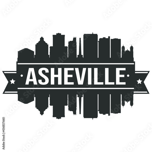 Asheville North Carolina. Skyline Silhouette City. Cityscape Design Vector. Famous Monuments Tourism.