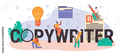 Copywriter typographic header. Writing and designing texts