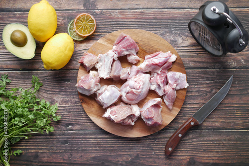 Raw fresh marbled meat Steak on Chopping Board,