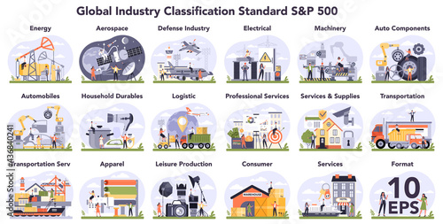 Global industry classification standard set. Financial market categorization © inspiring.team