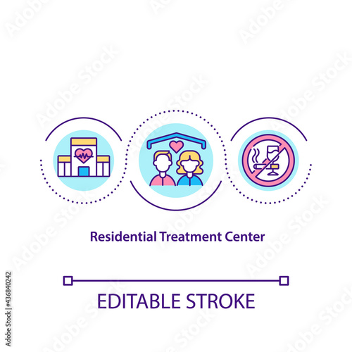 Residential treatment center concept icon. Health care facility for helping people. Cure addiction abstract idea thin line illustration. Vector isolated outline color drawing. Editable stroke