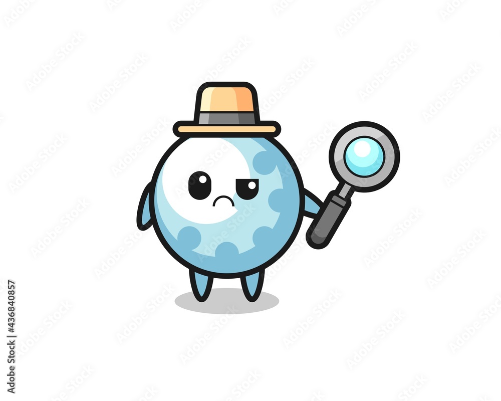 the mascot of cute golf as a detective