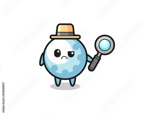 the mascot of cute golf as a detective
