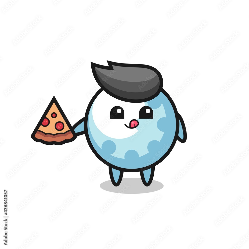 Fototapeta premium cute golf cartoon eating pizza
