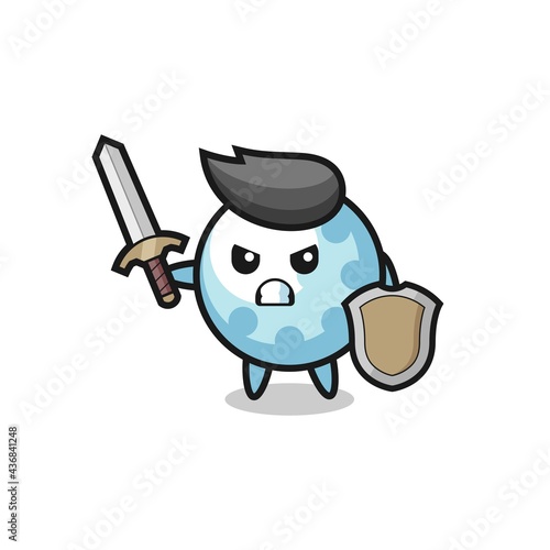 cute golf soldier fighting with sword and shield
