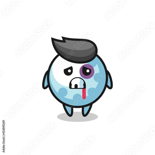 injured golf character with a bruised face