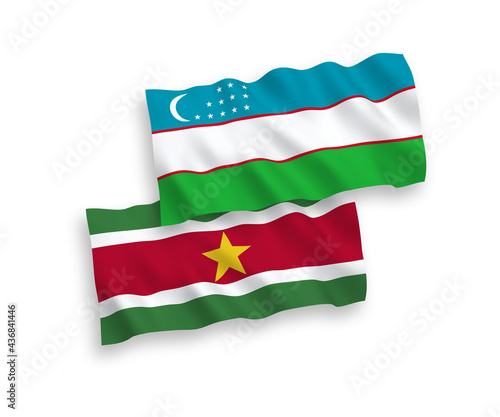 Free Download Flags of Republic of Suriname and Uzbekistan on a white background - GFXLoad