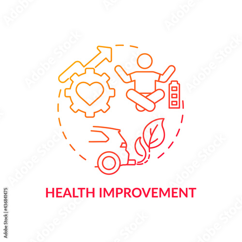 Health improvement concept icon. Carbon offsetting benefit abstract idea thin line illustration. Mitigating climate change. Reducing transport emissions. Vector isolated outline color drawing