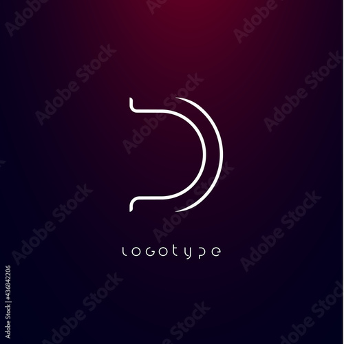 Futurism style letter D. Minimalist type for modern futuristic logo, elegant cyber tech monogram, digital device and hud graphic. Minimal style symbol, vector design