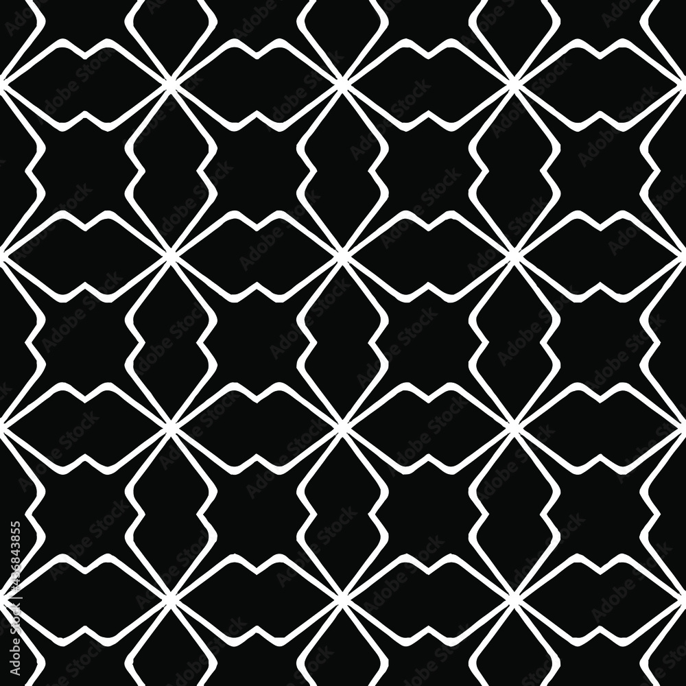 Fototapeta premium Geometric vector pattern with Black and white colors. Seamless abstract ornament for wallpapers and backgrounds.