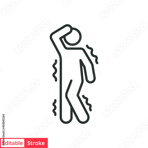 Shiver line icon. Simple outline style. Unwell, weather, ague, black, chill, fever, freeze, grippe, fever chills, ill concept. Vector illustration isolated on white background. Editable stroke EPS 10.