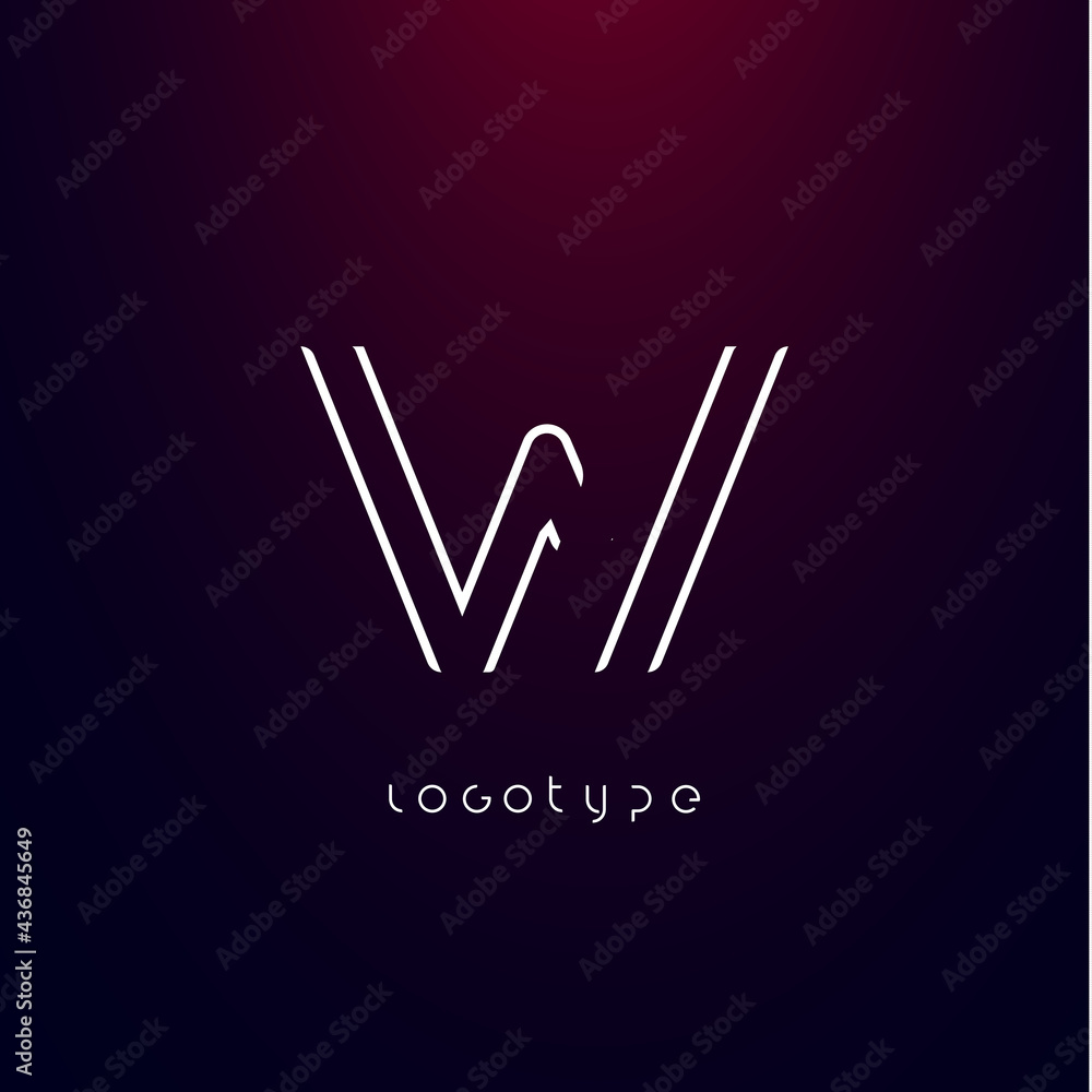 Futurism style letter W. Minimalist type for modern futuristic logo ...