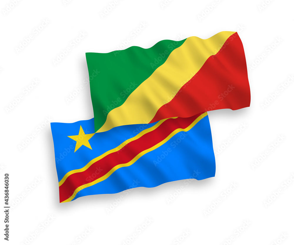 Fototapeta premium Flags of Republic of the Congo and Democratic Republic of the Congo on a white background