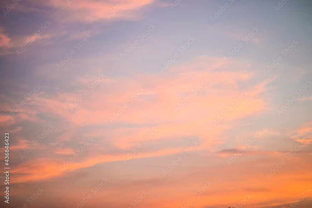 Sanset Sky with colorful clouds, without birds